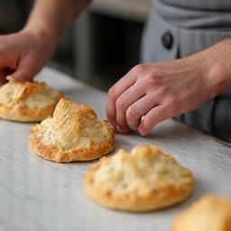 Baker's hands crafting pastry